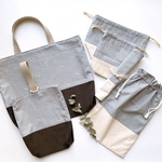 【特集掲載】入園入学グッズ6点セット+おまけ付き 【natural dinosaur glay】レッスンバッグ・上履き入れ・お着替え袋・お弁当袋・ランチョンマット・コップ袋　迷ったらコレ♡サイズ変更可