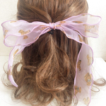 テディベア柄リボンヘアゴム（パープル）