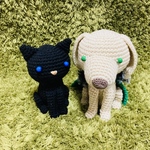 【ねむ子さん専用】黒猫とゴールデンレトリバーのあみぐるみ