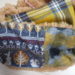 ハンドメイド◆スヌードうさぎりす黄ドットチェックニットファー 