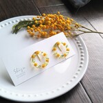 送料無料＊ミモザ・サークルリングピアス/イヤリング