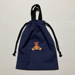 大人気　かわいいクマの刺繍入り持ち手付き大きめ給食袋539