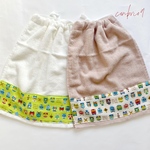 2枚セット でんしゃバス グリーン&アイボリー 二重タオルエプロン