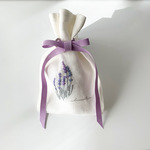 リネンのサシェ　ラベンダーの手刺繍　ラベンダーのポプリ