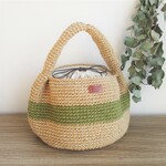 【受注制作】ぽてっとした　麻紐ワンハンドルバッグ（オリーブ）　かごバッグ　麻ひもバッグ　麻紐バッグ