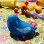 ＜和＞鳥オブジェ(露草色)+麻呂鳥ポストカード＋シール セット