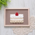 ヨーヨーキルトのアートパネル【オトナかわいい！いちごショートケーキ】