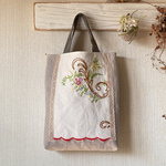 フランス*ミモザ刺繍*ヴィンテージ*A４大トートバッグ*エコ