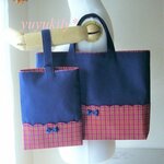 【ご依頼品】ファミリア＊赤　「スカラップ＋ミニリボン＊ネイビー」「グログランリボン＊ネイビー」レッスンバッグ・シューズケース・ナップサック　３点