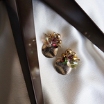 royal pink    ゴールドピアス　ゴールドイヤリング　編み込みピアス　編み込みイヤリング　ロングピアス　ロングイヤリング　春　入学式　入園式　オケージョン　結婚式　イエロー　フープピアス
