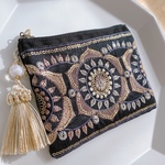 インド刺繍のミニファスナーポーチ