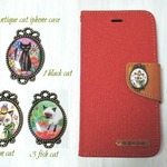 iPhone6/6s♡選べる猫♡キャンバス×レザー　手帳型ケース