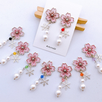 推しカラーのスワロフスキー♡桜と雪のピアス イヤリング 