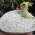 動物・ボタン模様皿＜大＞（オカメインコ）