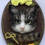やえ様専用(ルヤちゃん) 羊毛フェルトねこ肖像《中タイプ》【楕円型フレーム(中)使用】【オーダーメイド】　