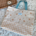 クマ×花×チェック　レッスンバック　通園バック