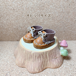 オビツ11＊まんまるチャッカブーツ(キャメル×ココアブラウン)+(ステッチベージュ+靴紐ベージュ)