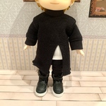 オビツ11  ミニ裏毛重ね着風ロングプルオーバー ブラック