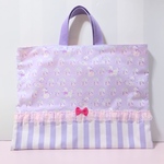 ハンドメイド ●レッスンバッグ●ネコ♡キャンディ●ラベンダー✖️ストライプ