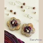 Haru花 レジン×刺繍糸 イヤリング / ピアス 