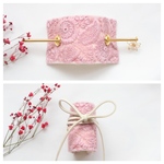 2wayタイプ　ピンク　刺繍リボン　マジェステ　ヘアカフス　かんざし　髪飾り　リボンラップ　ラップポニー　インド刺繍