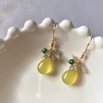 カナリアイエローカルセドニー 春色ピアス/イヤリング 14kgf