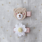 2個セット☆くまさんとお花のヘアクリップ