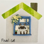 猫とミモザの窓辺❤刺繍ブローチ【シャム】