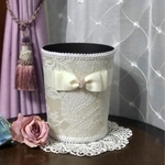 クリーム色　ダストボックス リボン ビジュー　ラベルピエス  クリーム色シリーズ