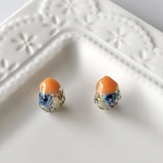 𝕜𝕦*𝕞𝕠𝕞𝕠𖦥⚘𖡡春いろ𖧷オレンジ アラゴンオレンジカラー レジン  フラワー ピアス 小ぶり