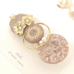 Pingbeige colorかすみ草のヘアクリップ