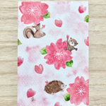 🌸透明水彩画「さくら遊び」 イラストポストカード 2枚セット 春　入園入学　入学式　バレンタインカード　りす　ハリネズミ　クマ🌸