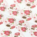 🌸透明水彩画「さくら遊び　イラストシール 」48枚 サンキューシール for youシール　丸シール ラッピング　ショップシール　ピンク　桜　サクラ　花　春　入園入学　バレンタイン　リス　クマ
