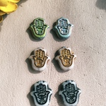 deadstock【3ペア6コセット】JIRI＊IVANA#czech beads#チェコビーズ　hamsahand 15✖️14㎜　vitrail＊copper＊jet black