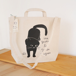 2wayトートバッグ[くろねこ] ナチュラル Mサイズ