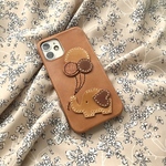 風船売りのぞうさんスマホケース🎪本革 背面型 iPhoneのみ ヌメ レザー シンプル 韓国 かわいい サーカス