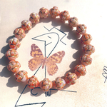 【10コセット】JIRI＊IVANA#czech beads#チェコビーズ　Saturn 🪐　10㍉　不規則mable orange stripe/bronze