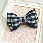 Wire ribbon☆Hair accessories☆Gingham check dark navy