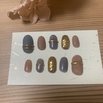 010 ネイルチップ　リングネイル　ゴールド　グレー　