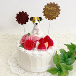 ワンにゃんバースデーケーキ ［苺と薔薇のケーキ］粘土細工の置物［インテリア 飾り］ 