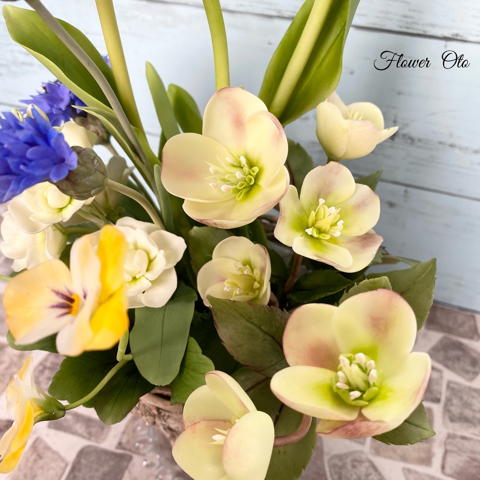 🌷春の寄植え🌷 パンフラワー クレイフラワー フラワー