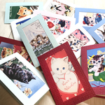 12柄から２枚選べる　ねことうさぎのミニカード　２枚セット