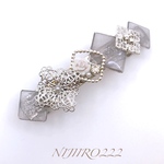 スクエアとバラのシルバー透かしのバレッタ＊送料無料＊8㎝バレッタ ヘアアクセサリー#minne_new