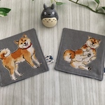 コースター☆ニコニコ柴犬さん☆グレー☆２枚セット