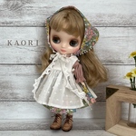 サイドリボンエプロン3点セット　ミディブライスアウトフィット　ハンドメイド　服
