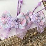 a様ご予約品♡再販♡ゆめかわりぼん♡キッズリボン♡プチギフト💛くまちゃん♡キャンディ柄⭐️オーガンジー💛キッズリボンヘアゴム２点セット