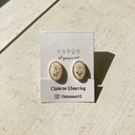 dry flower white color earring楕円/ドライフラワー  レジン
