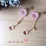 八重桜の雫ピアス