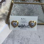 ゼブラハートボタンピアス/イヤリング