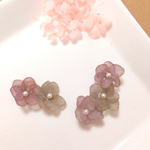 再販 ピンクグレーあじさいのピアス&イヤリング